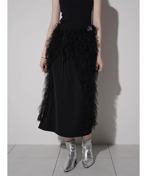 :ETHROF(イーサオブ)の「FRILLS TULLE WRAP NARROW SKIRT(スカート・レディース・ブラック・MEDIUM)」の2枚目の写真