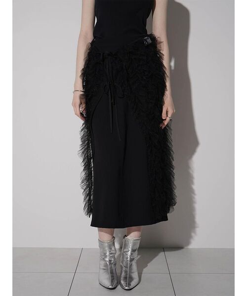 :ETHROF(イーサオブ)の「FRILLS TULLE WRAP NARROW SKIRT(スカート・レディース・ブラック・MEDIUM)」の3枚目の写真