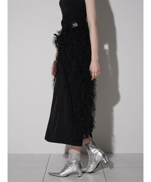 :ETHROF(イーサオブ)の「FRILLS TULLE WRAP NARROW SKIRT(スカート・レディース・ブラック・MEDIUM)」の4枚目の写真
