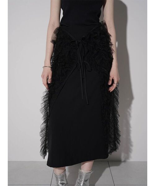 :ETHROF(イーサオブ)の「FRILLS TULLE WRAP NARROW SKIRT(スカート・レディース・ブラック・MEDIUM)」の7枚目の写真