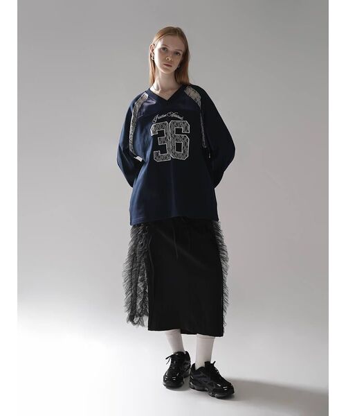 :ETHROF(イーサオブ)の「FRILLS TULLE WRAP NARROW SKIRT(スカート・レディース・ブラック・MEDIUM)」の9枚目の写真