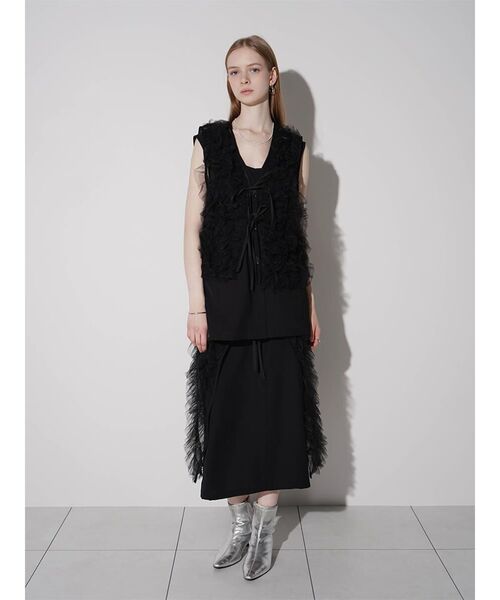 :ETHROF(イーサオブ)の「FRILLS TULLE WRAP NARROW SKIRT(スカート・レディース・ブラック・MEDIUM)」の15枚目の写真