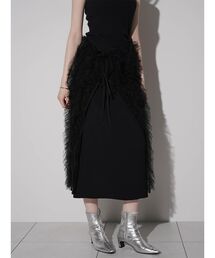 FRILLS TULLE WRAP NARROW SKIRT