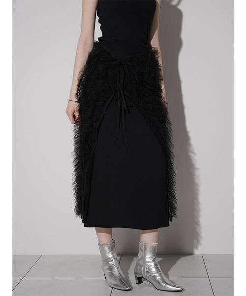 :ETHROF(イーサオブ)の「FRILLS TULLE WRAP NARROW SKIRT(スカート・レディース・ブラック・MEDIUM)」の1枚目の写真