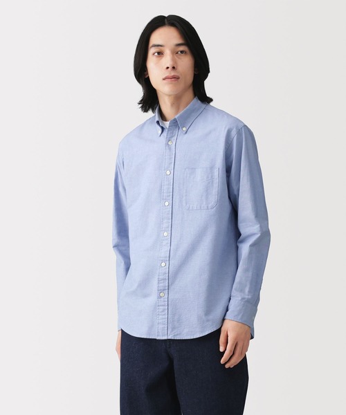 無印良品（ムジルシリョウヒン）の「紳士　洗いざらしオックスボタンダウン長袖シャツ（シャツ/ブラウス・メンズ・スモーキーグリーン系/ダークグレー/ネイビー/サックスブルー/ホワイト・S/XL/M/L）」の5枚目の写真