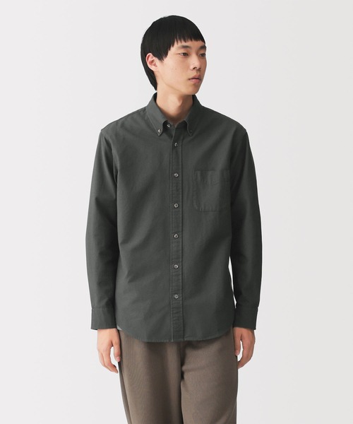 無印良品（ムジルシリョウヒン）の「紳士　洗いざらしオックスボタンダウン長袖シャツ（シャツ/ブラウス・メンズ・スモーキーグリーン系/ダークグレー/ネイビー/サックスブルー/ホワイト・S/XL/M/L）」の2枚目の写真