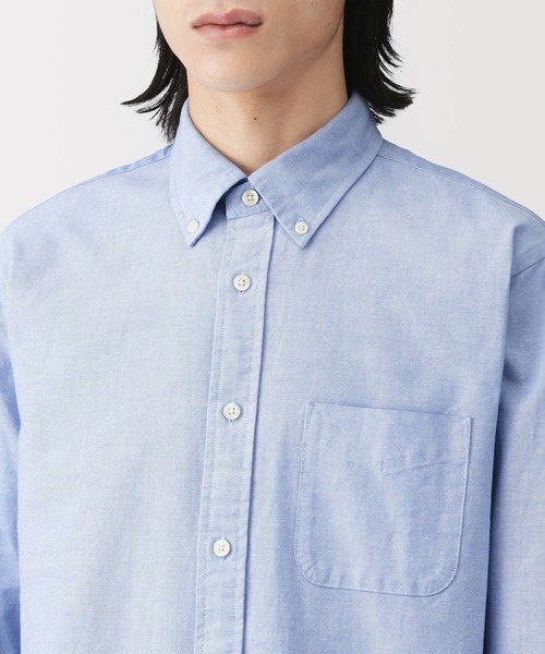 無印良品（ムジルシリョウヒン）の「紳士　洗いざらしオックスボタンダウン長袖シャツ（シャツ/ブラウス・メンズ・スモーキーグリーン系/ダークグレー/ネイビー/サックスブルー/ホワイト・S/XL/M/L）」の12枚目の写真