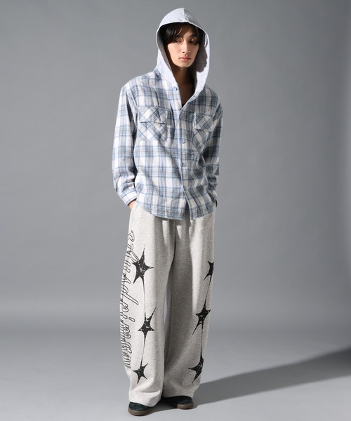 LAND MUSEUM（ランドミュージアム）の「LAND MUSEUM／スターサイドスウェットパンツ（裏起毛）（スウェットパンツ・メンズ・グレー/ブラック・MEDIUM/LARGE）」の3枚目の写真