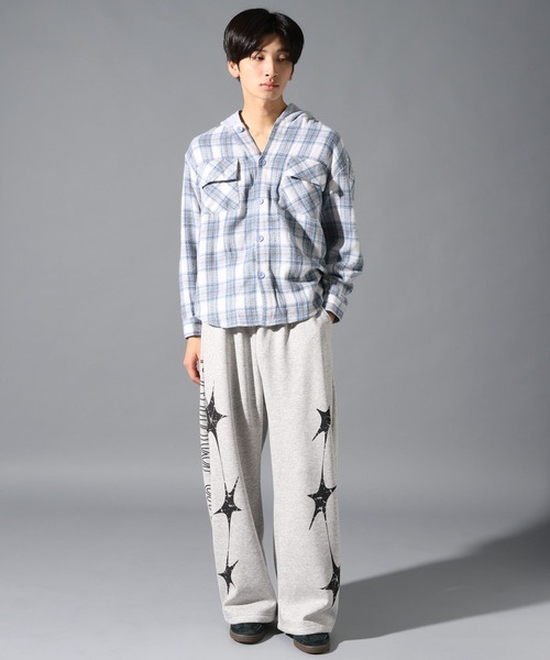 LAND MUSEUM（ランドミュージアム）の「LAND MUSEUM／スターサイドスウェットパンツ（裏起毛）（スウェットパンツ・メンズ・グレー/ブラック・MEDIUM/LARGE）」の4枚目の写真