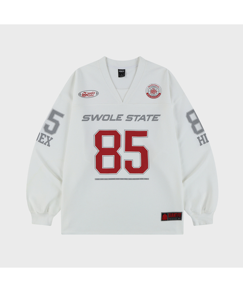 HDEX(エイチデックス)の「ジャイアントフィットラグビージャージロングスリーブ(Tシャツ/カットソー・メンズ・ホワイト/ブラック/ネイビー・MEDIUM/LARGE/X-LARGE/SMALL/2XL)」の2枚目の写真