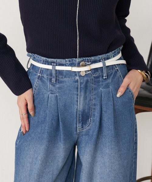 Jena espace merveilleux（ジェナ　エスパスメルヴェイユ）の「スクエアナローベルト（ベルト・レディース・オフホワイト/ブラック/ベージュ・FREE）」の4枚目の写真