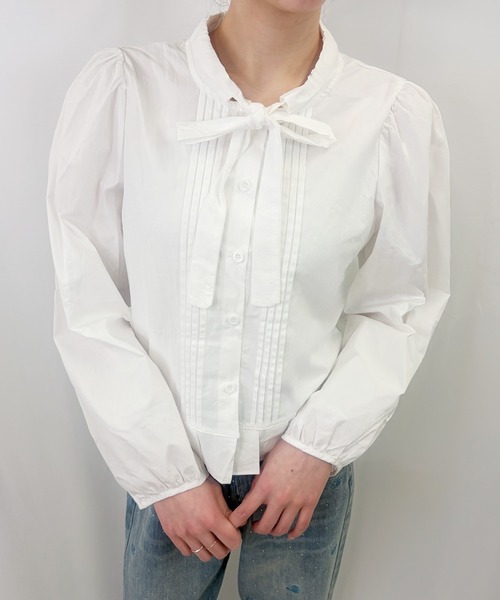 frunco(フランコ)の「【ZOZOTOWN限定】ボウタイピンタックブラウス(シャツ/ブラウス・レディース・ブルー/ホワイト・FREE)」の1枚目の写真