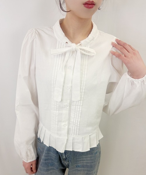 frunco(フランコ)の「【ZOZOTOWN限定】ボウタイピンタックブラウス(シャツ/ブラウス・レディース・ブルー/ホワイト・FREE)」の3枚目の写真