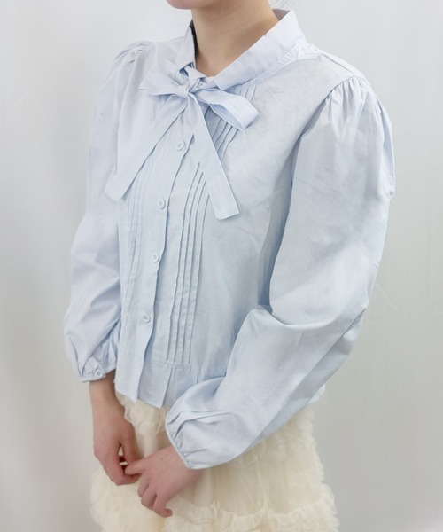 frunco(フランコ)の「【ZOZOTOWN限定】ボウタイピンタックブラウス(シャツ/ブラウス・レディース・ブルー/ホワイト・FREE)」の6枚目の写真