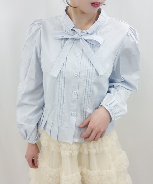 frunco(フランコ)の「【ZOZOTOWN限定】ボウタイピンタックブラウス(シャツ/ブラウス・レディース・ブルー/ホワイト・FREE)」の7枚目の写真