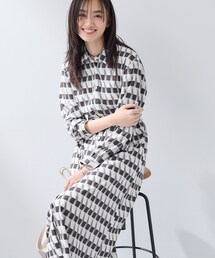 INDIVI | 【洗える/2WAY】ベルト付き ジオメトリック柄 シャツワンピース(ワンピース)
