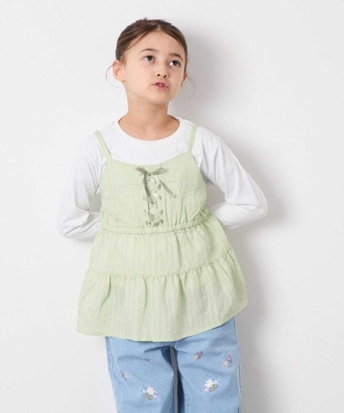 a.v.v（アーヴェヴェ）の「[120-160]3WAYレイヤードキャミソールトップス（Tシャツ/カットソー・キッズ・ミント/アイボリー・120/130/140/150/160）」の5枚目の写真