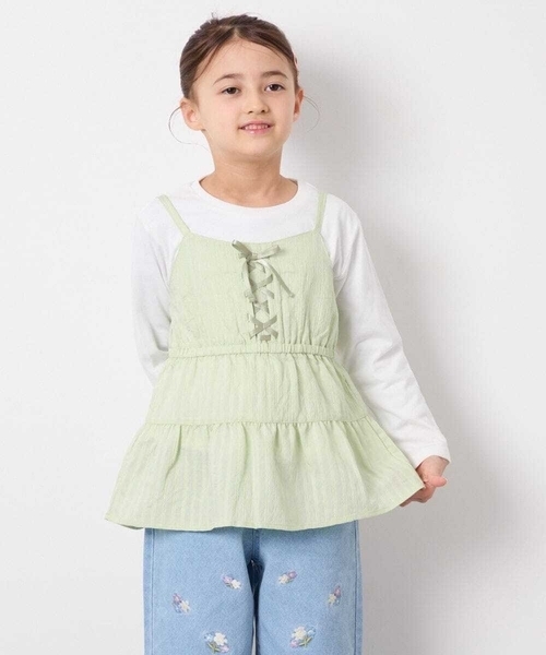 a.v.v（アーヴェヴェ）の「[120-160]3WAYレイヤードキャミソールトップス（Tシャツ/カットソー・キッズ・ミント/アイボリー・120/130/140/150/160）」の6枚目の写真