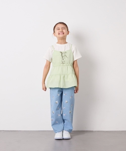 a.v.v（アーヴェヴェ）の「[120-160]3WAYレイヤードキャミソールトップス（Tシャツ/カットソー・キッズ・ミント/アイボリー・120/130/140/150/160）」の14枚目の写真