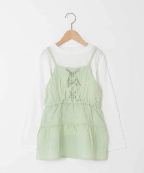 a.v.v（アーヴェヴェ）の「[120-160]3WAYレイヤードキャミソールトップス（Tシャツ/カットソー・キッズ・ミント/アイボリー・120/130/140/150/160）」の16枚目の写真
