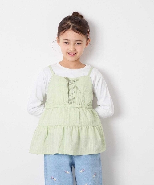 a.v.v（アーヴェヴェ）の「[120-160]3WAYレイヤードキャミソールトップス（Tシャツ/カットソー・キッズ・ミント/アイボリー・120/130/140/150/160）」の3枚目の写真