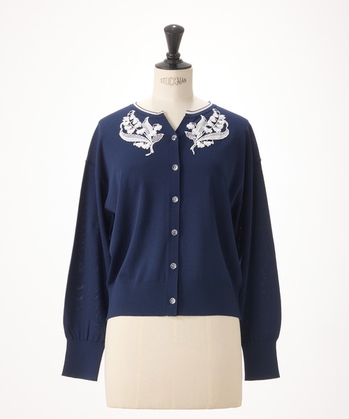 STRAWBERRY-FIELDS(ストロベリーフィールズ)の「サラフィール_ミュゲニットカーディガン(カーディガン/ボレロ・レディース・オフホワイト/ミント/ネイビー・2)」の3枚目の写真