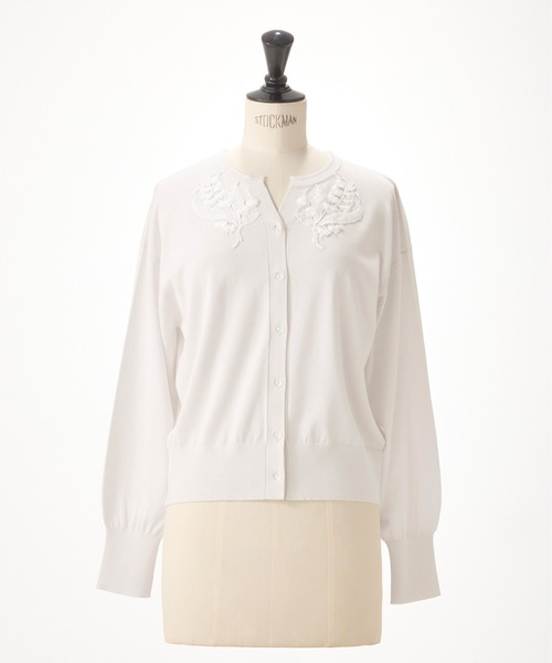 STRAWBERRY-FIELDS(ストロベリーフィールズ)の「サラフィール_ミュゲニットカーディガン(カーディガン/ボレロ・レディース・オフホワイト/ミント/ネイビー・2)」の2枚目の写真