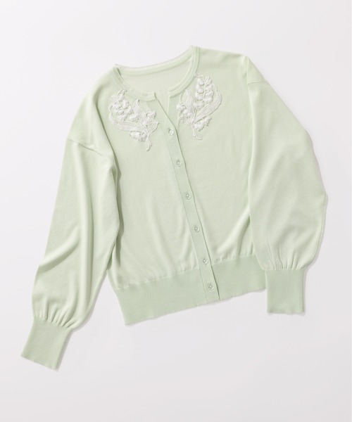 STRAWBERRY-FIELDS(ストロベリーフィールズ)の「サラフィール_ミュゲニットカーディガン(カーディガン/ボレロ・レディース・オフホワイト/ミント/ネイビー・2)」の1枚目の写真