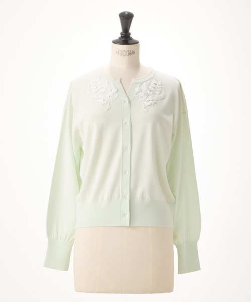 STRAWBERRY-FIELDS(ストロベリーフィールズ)の「サラフィール_ミュゲニットカーディガン(カーディガン/ボレロ・レディース・オフホワイト/ミント/ネイビー・2)」の4枚目の写真