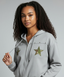 Camo Star Essential Zip Hoodie (Melange Gray)