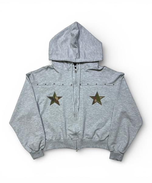 BORN SLIPPY(ボーンスリッピー)の「Camo Star Essential Zip Hoodie (Melange Gray)(パーカー・レディース・その他・FREE)」の3枚目の写真