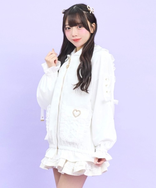 Secret Honey（シークレットハニー）の「うさ耳ハートバックルポケットブルゾン（その他アウター・レディース・ブラック/オフホワイト・MEDIUM）」の5枚目の写真