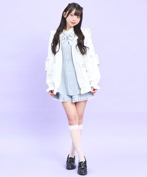 Secret Honey（シークレットハニー）の「うさ耳ハートバックルポケットブルゾン（その他アウター・レディース・ブラック/オフホワイト・MEDIUM）」の3枚目の写真