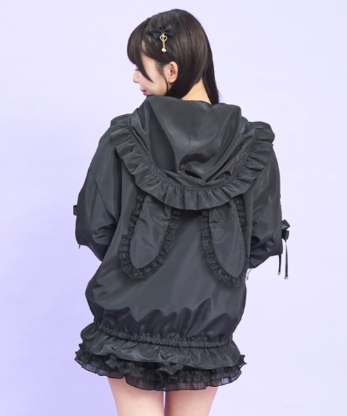 Secret Honey（シークレットハニー）の「うさ耳ハートバックルポケットブルゾン（その他アウター・レディース・ブラック/オフホワイト・MEDIUM）」の8枚目の写真