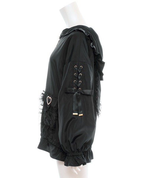 Secret Honey（シークレットハニー）の「うさ耳ハートバックルポケットブルゾン（その他アウター・レディース・ブラック/オフホワイト・MEDIUM）」の11枚目の写真