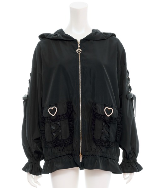 Secret Honey（シークレットハニー）の「うさ耳ハートバックルポケットブルゾン（その他アウター・レディース・ブラック/オフホワイト・MEDIUM）」の10枚目の写真