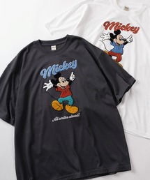 Disney（ディズニー）の「【71】【Disney ディズニー】ミッキーマウス ベイマックス ルシファー 101匹わんちゃん アップリケ サガラ刺繍 クルーネックTシャツ ユニセックス レディース メンズ（Tシャツ/カットソー）」