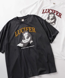 Disney（ディズニー）の「【71】別注【Disney/ディズニー】ミッキーマウス/ベイマックス/ルシファー/101匹わんちゃん アップリケ サガラ刺繍 クルーネックTシャツ/ユニセックス/レディース/メンズ【オリジナルデザイン/ミッキー/ベイマックス/ルシファー】（Tシャツ/カットソー）」