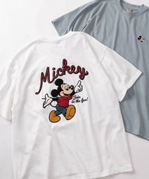 MICKEY MOUSE（ミッキーマウス）の「【71】別注【Disney/ディズニー】ミッキーマウス/ベイマックス/ルシファー/101匹わんちゃん アップリケ サガラ刺繍 クルーネックTシャツ/ユニセックス/レディース/メンズ【オリジナルデザイン/ミッキー/ベイマックス/ルシファー】（Tシャツ/カットソー）」