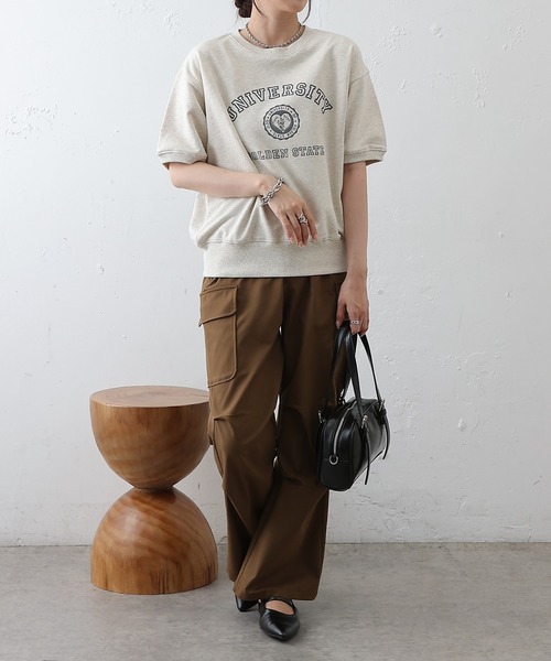 COLONY 2139(コロニートゥーワンスリーナイン)の「ミニ裏毛半袖カレッジプリントプルオーバー(Tシャツ/カットソー・レディース・ライトグレー/グレー/ネイビー・FREE)」の20枚目の写真