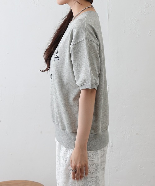 COLONY 2139(コロニートゥーワンスリーナイン)の「ミニ裏毛半袖カレッジプリントプルオーバー(Tシャツ/カットソー・レディース・ライトグレー/グレー/ネイビー・FREE)」の10枚目の写真