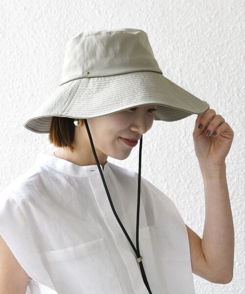 SHIPS any(シップス エニィ)の「SHIPS any: 〈UVカット/接触冷感/撥水/手洗い可能〉ブリム ハット(ハット・レディース・ライトグレー/ブラック・ONE SIZE)」の4枚目の写真