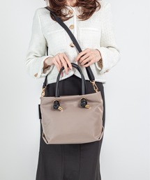 VIOLAd'ORO（ヴィオラドーロ）の「【VIOLAd'ORO/ヴィオラドーロ】ノットハンドル ナイロントートバッグ 2WAY BIANCA Sサイズ made in japan（トートバッグ）」