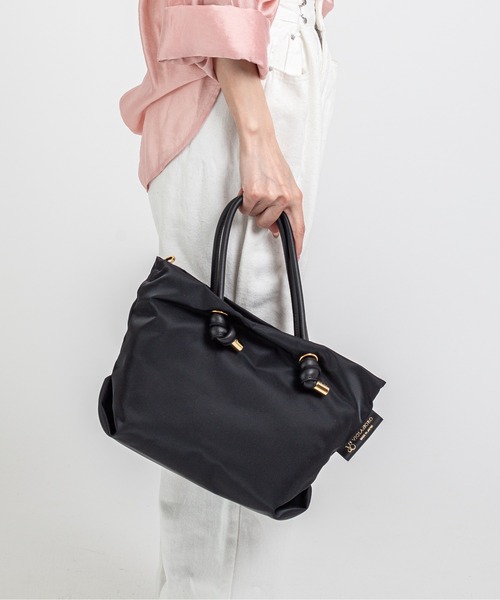VIOLAd'ORO（ヴィオラドーロ）の「【VIOLAd'ORO/ヴィオラドーロ】ノットハンドル ナイロントートバッグ 2WAY BIANCA Sサイズ made in japan（トートバッグ・レディース・ブラック×ブラック/モカ/ベージュ/ターコイズブルー・FREE）」の10枚目の写真