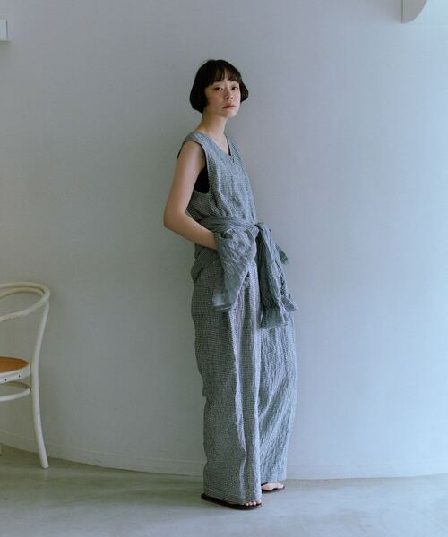 conges payes ADIEU TRISTESSE(コンジェ ペイエ アデュートリステス)の「【4月ベストセラーブランド内2位】Kanocoさんコラボ オールインワン(サロペット/オーバーオール・レディース・チェック/チャコールグレー・M/L)」の13枚目の写真