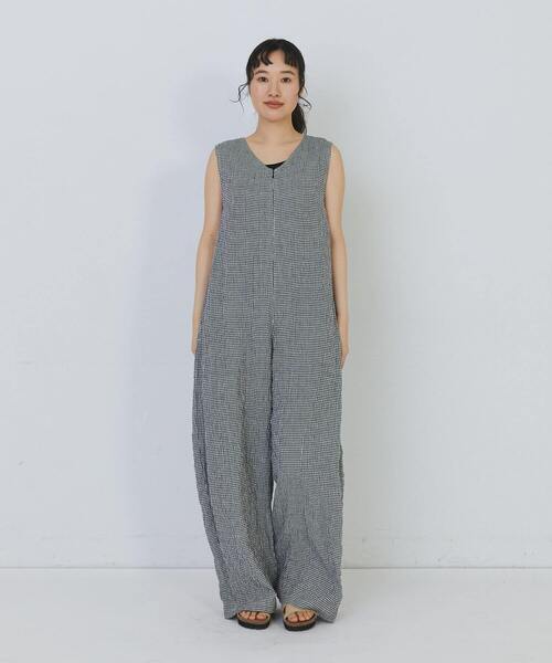 conges payes ADIEU TRISTESSE(コンジェ ペイエ アデュートリステス)の「【4月ベストセラーブランド内2位】Kanocoさんコラボ オールインワン(サロペット/オーバーオール・レディース・チェック/チャコールグレー・M/L)」の9枚目の写真