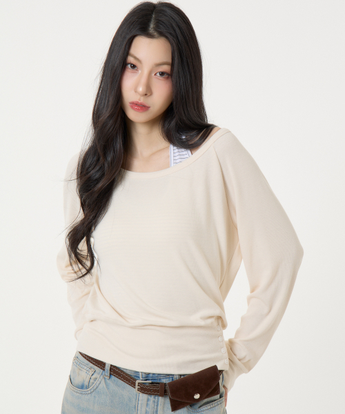 UNKNOWN PLANET（アンノウンプラネット）の「[SET]レイヤードストライプホルタートップロングスリーブTシャツベージュ（ニット/セーター・レディース・その他・FREE）」の4枚目の写真