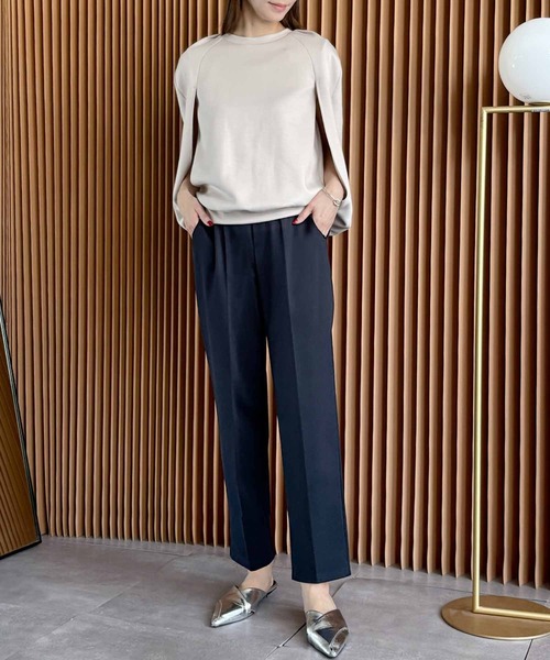 ELFRANK（エルフランク）の「ストレッチセンタープレステーパードパンツ ウエストゴム（その他パンツ・レディース・ブラック/ネイビー・2L/S/M/L）」の7枚目の写真