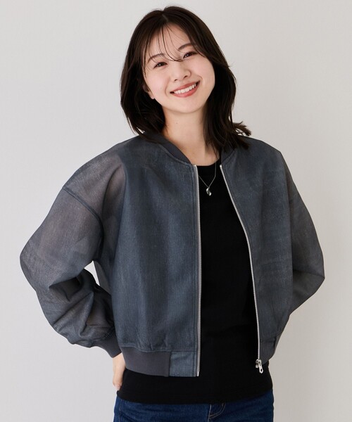 Jayro(ジャイロ)の「シアーダンボールデニムライクブルゾン(ブルゾン・レディース・ブルー系その他/ホワイト系その他/ブラック/ブルー系その他4・M)」の4枚目の写真