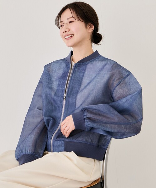 Jayro(ジャイロ)の「シアーダンボールデニムライクブルゾン(ブルゾン・レディース・ブルー系その他/ホワイト系その他/ブラック/ブルー系その他4・M)」の2枚目の写真